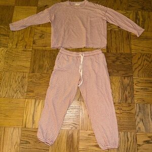 Madewell Pink and White Striped Pajama Set